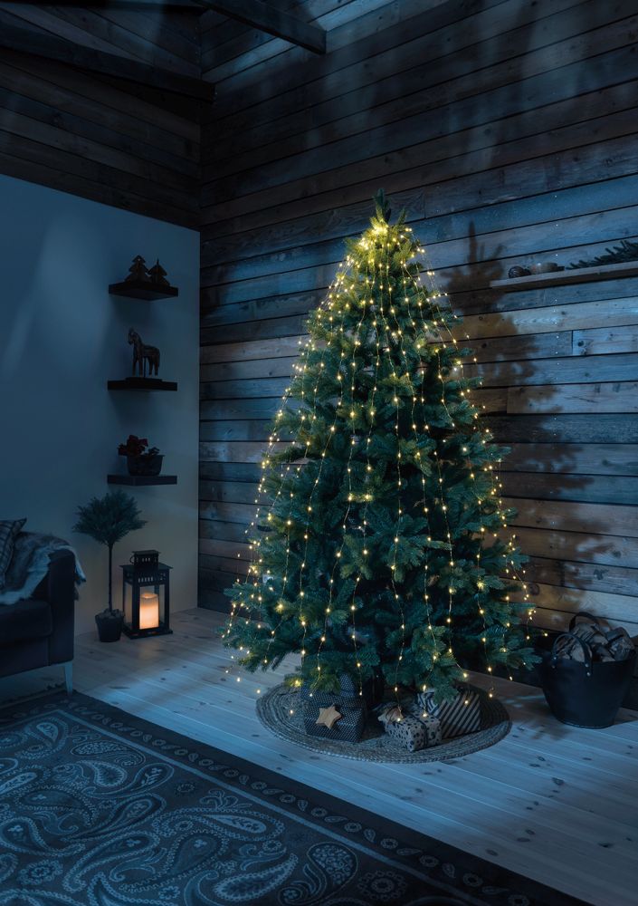 LED-Baummantel KONSTSMIDE Lichterketten Gr Dioden 240 St Flammen 240 St Kabellänge 5 m x Gesamtlänge 74 m silberfarben LED Lichterkette mit Ring Ø 11 Tropfen 5 Stränge à 48 Dioden