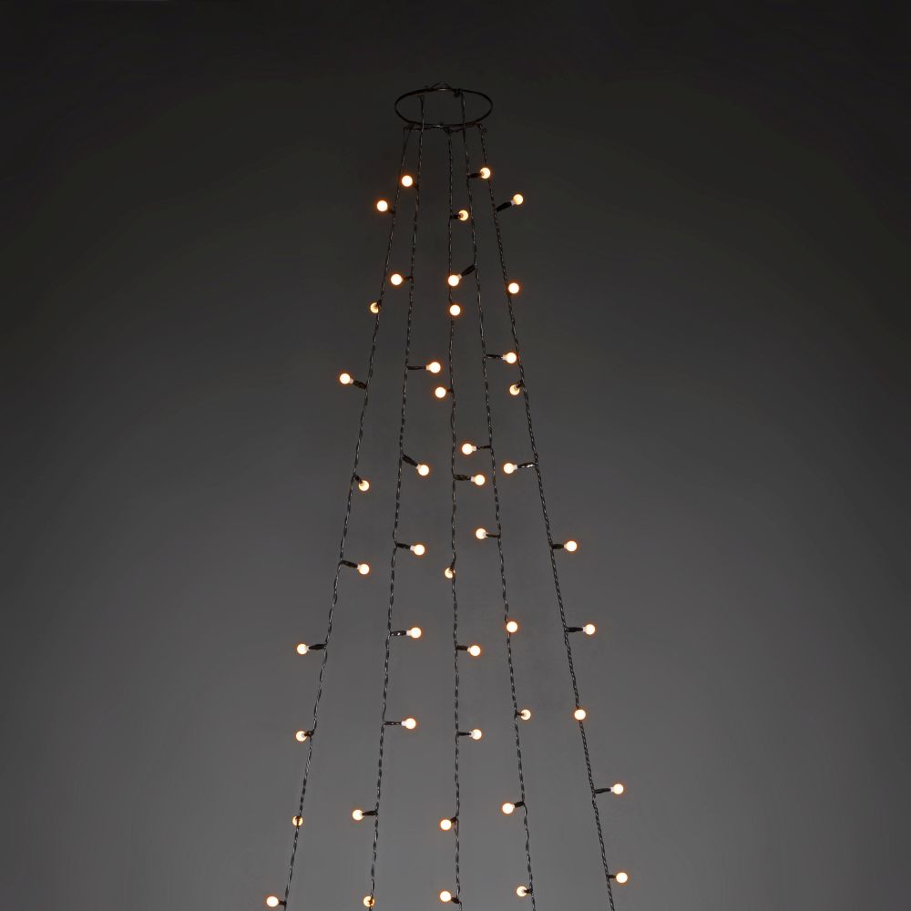 KONSTSMIDE LED-Baummantel Energieeffizienz E (A-G) grün Dioden 200 Stk Flammen 200 Stk Kabellänge 5m x Gesamtlänge 74m Lichterketten LED Lichterkette mit Ring Ø 11 mit Globes 5 Stränge à 40 Dioden