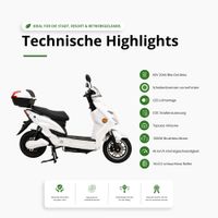 E-Roller ENJOY 45kmh 60V 20Ah 1kW Motor 75KM Reichweite ECE Weiss, mit Straßenzulassung
