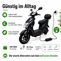 E-Roller ENJOY 45kmh 60V 20Ah 1kW Motor 75KM Reichweite ECE Schwarz, mit Straßenzulassung