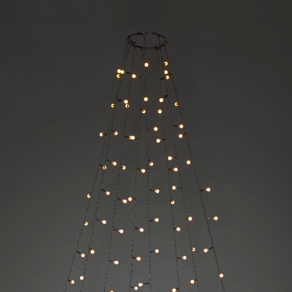 KONSTSMIDE LED-Baummantel Weihnachtsdeko aussen Christbaumschmuck Energieeffizienz F (A-G) schwarz Dioden 240 Stk Kabellänge 10m x Gesamtlänge 124m Lichterketten Ring Ø 11 mit Globes 8 Stränge à 30 Dioden vormontiert 240 Dioden