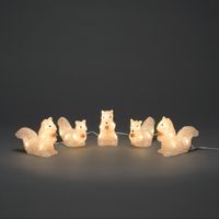 LED Acryl Eichhörnchen, 5er-Set, 40 warmweiße Dioden, 24V, Außen (IP44), weißes PVC Kabel