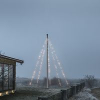 LED Fahnenmastbeleuchtung mit Ring, 5 Stränge à 100 gefr. Dioden, 500 ww Dioden,  Außen (IP44)