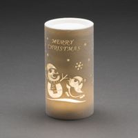 LED Laterne "Schneemann", Zylinderform, 5h Timer, 1 ww Diode; Innen, Batterie: 3 x AA 1,5V (exkl.)
