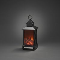 LED Laterne "Kamin",  8h Timer, 4 warmweiße Dioden, Außen (IP44), 0,4W, Batterie: 3xC 1,5V (exkl.)