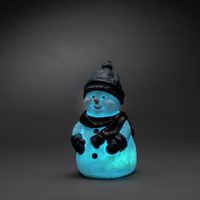 LED Kunststoffschneemann, 38 cm, RGB-Farbwechsel, 1 RGB Diode, 4,5V, Außen (IP44), schwarzes Kabel