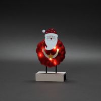 LED Holzsilhouette "Santa" rot, 6H Timer, 6 warmweiße Dioden, Innen, Batterie: 2 x AA 1,5V (exkl.)