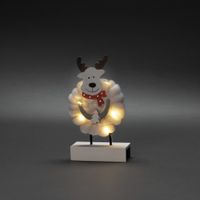 LED Holzsilhouette "Elch", weiß, 6H Timer, 6 warmweiße Dioden, Innen, Batterie: 2xAA 1,5V (exkl.)
