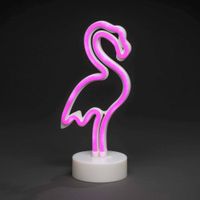 LED Schlauchsilhouette Flamingo, 6h Timer, 98 pinke Dioden, Innen, Batterie: 3 x AA 1,5V (exkl.)