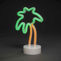 LED Schlauchsilhouette Palme, 6h Timer, 100 gelbe/grüne Dioden, Innen, Batterie: 3xAA 1,5V (exkl.)