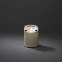 LED Gedenklicht,  8h Timer, 1 flackernde warmweiße Diode, Außen (IP44), Batterie: 2xD 1,5V (exkl.)