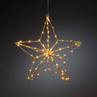 Micro LED Stern, goldfarben, 90 bernsteinfarbene Dioden, 4,5V, Innen, messingfarbener Draht