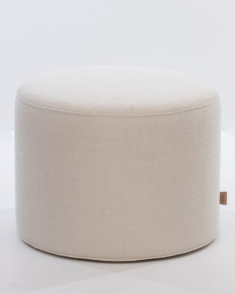 Polsterhocker Fußhocker rund 42x53 Stoff Beige | Lederstühle Esszimmer-Stühle kaufen bei