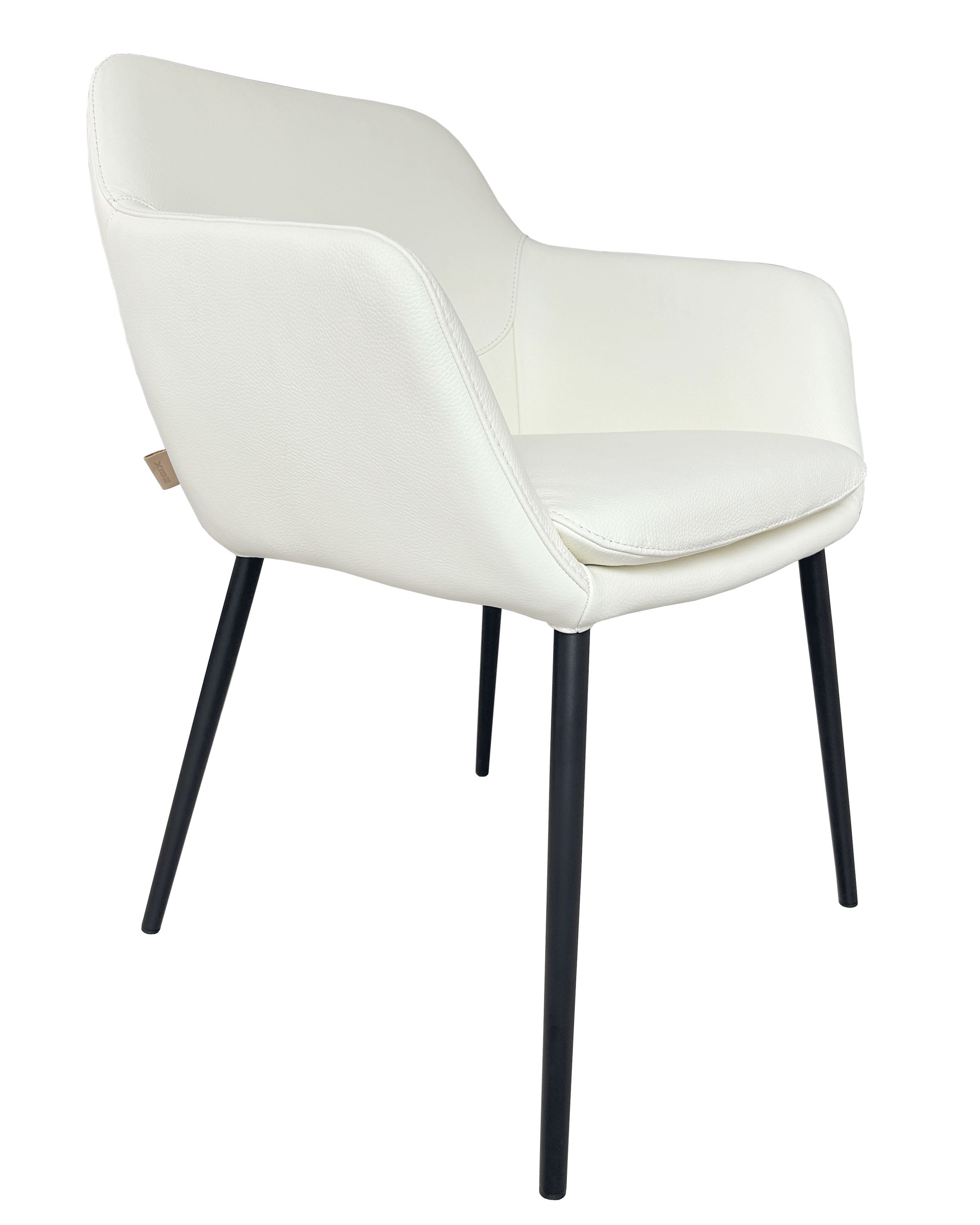 SIX Echtleder Esszimmerstuhl - Miyos Creme Weiß mit Armlehne und massivem Stahlrahmen - Design ideal für Esszimmer, Küche & Wohnzimmer - Fertig montiert, bis 150 kg - Gastronomie-Qualität | Lederstühle Esszimmer-Stühle kaufen bei