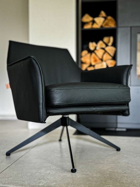 Ledersessel Dreh-Club-Sessel Aurio Schwarz | Lederstühle Esszimmer-Stühle kaufen bei