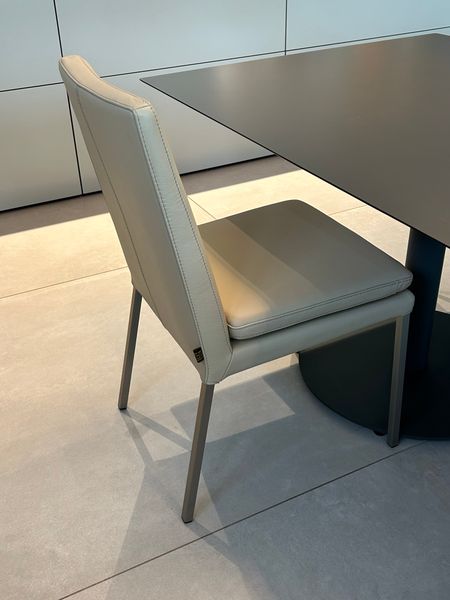 SIX Lederstuhl Freischwinger Lemgo Rindsleder Braun Edelstahl