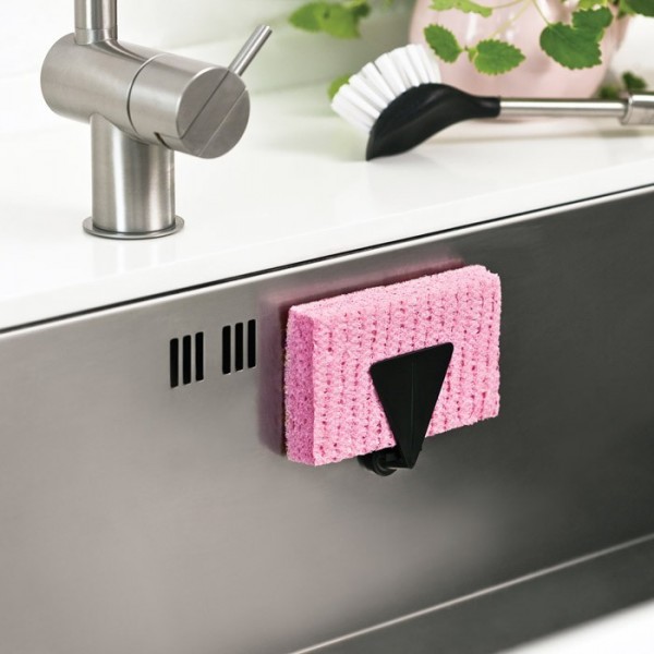Magnetischer Spülbürste Schwamm-Halter für Küche Waschbecken Edelstahl Länge 6,5 cm, Tiefe 2,5 cm