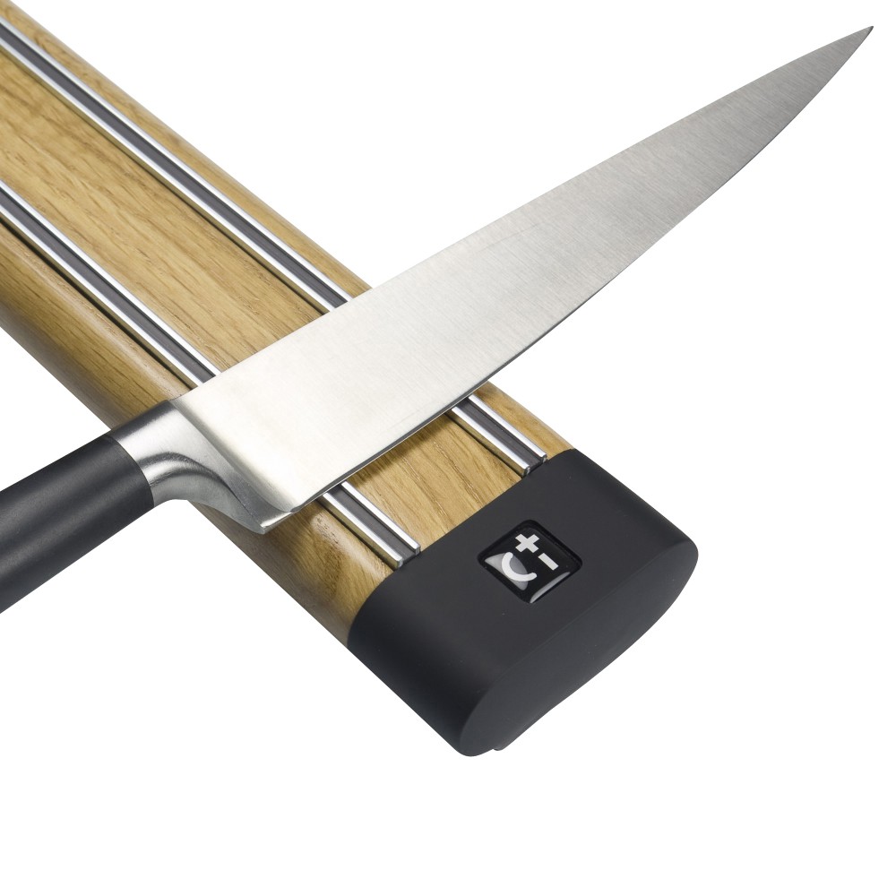 Magnetische Messerleiste Magnetleiste aus Eiche 36 cm lang - braun schwarz