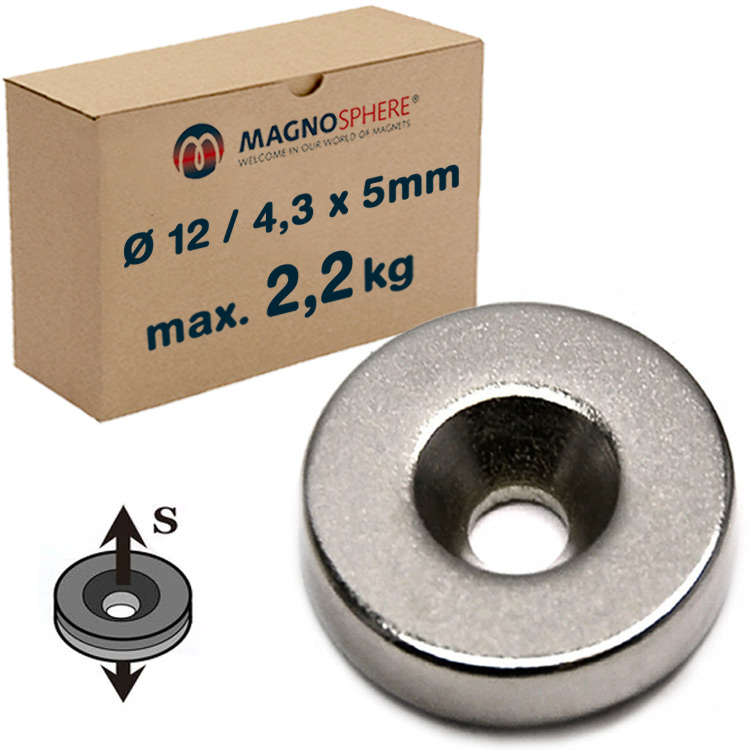 Ringmagnet 12,0 x 7,0 x 3,0 mm Neodym N45 vernic