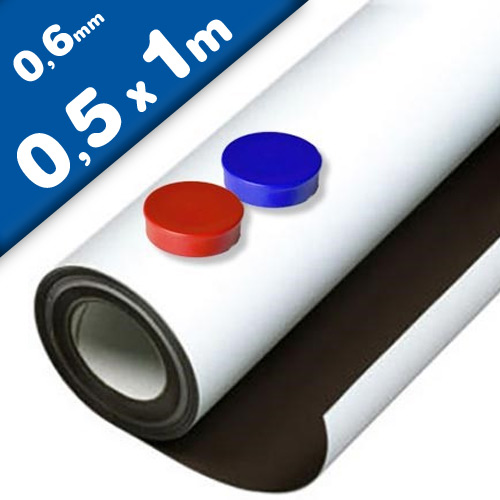 Eisenfolie Ferrofolie selbstklebend weiß matt 0,6mm x 50cm x 100cm - Haftgrund für Magnete