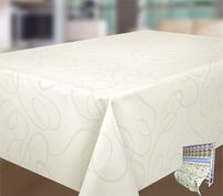 WACHSTUCH TISCHDECKE Abwaschbar Meterware - Glatt, Lines - Champagner/Beige | Beautex