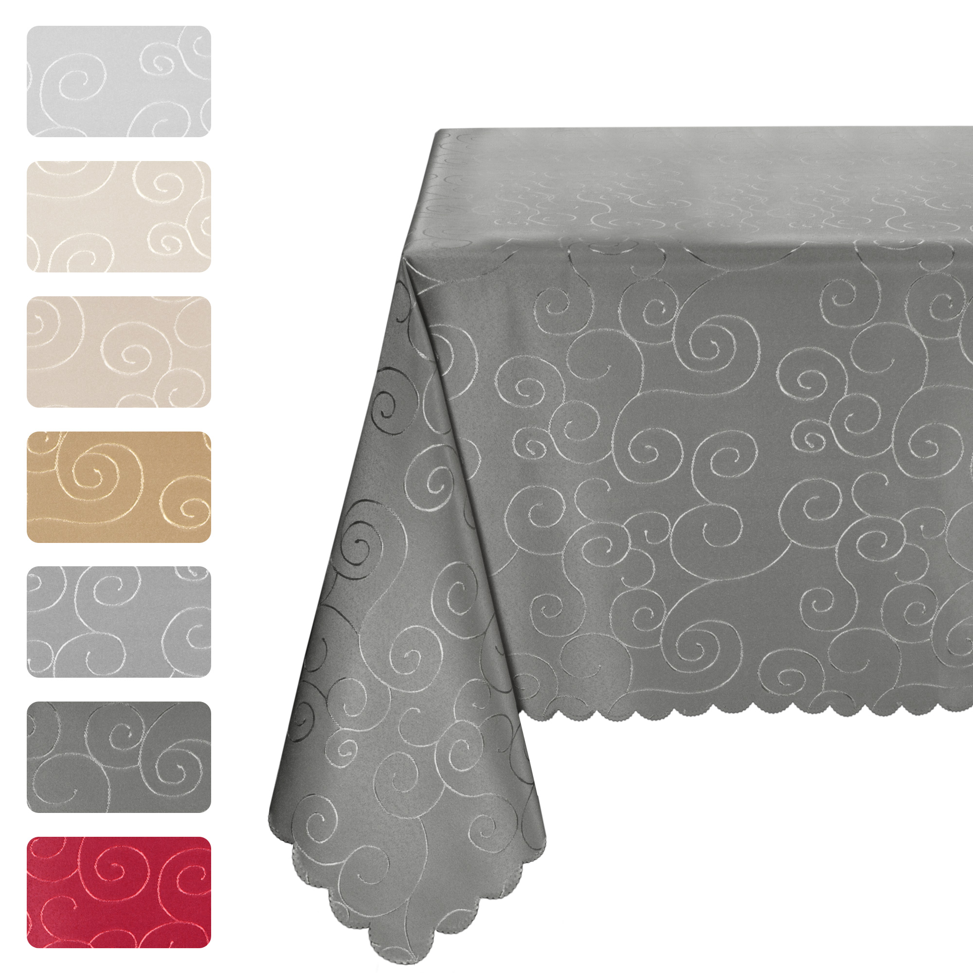 Beautex Damast Tischdecke Ornamente bügelfrei fleckenabweisend pflegeleicht