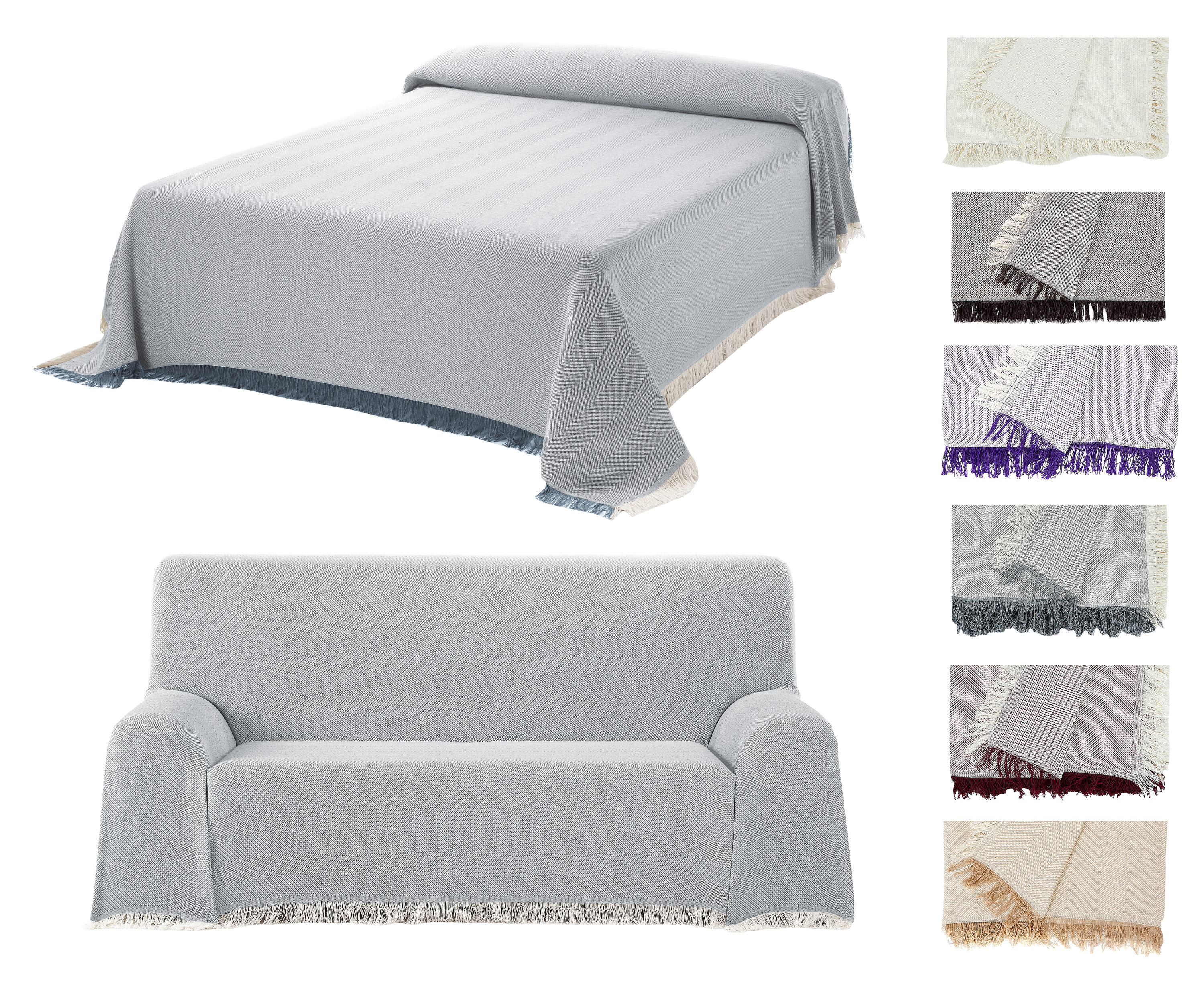 Tagesdecke - Wohnzimmer Decke aus Baumwolle in 180x260 oder 230x260 - Praktischer Überwurf als Sofadecke oder Couchdecke - Hochwertiger Bettüberwurf | Beautex