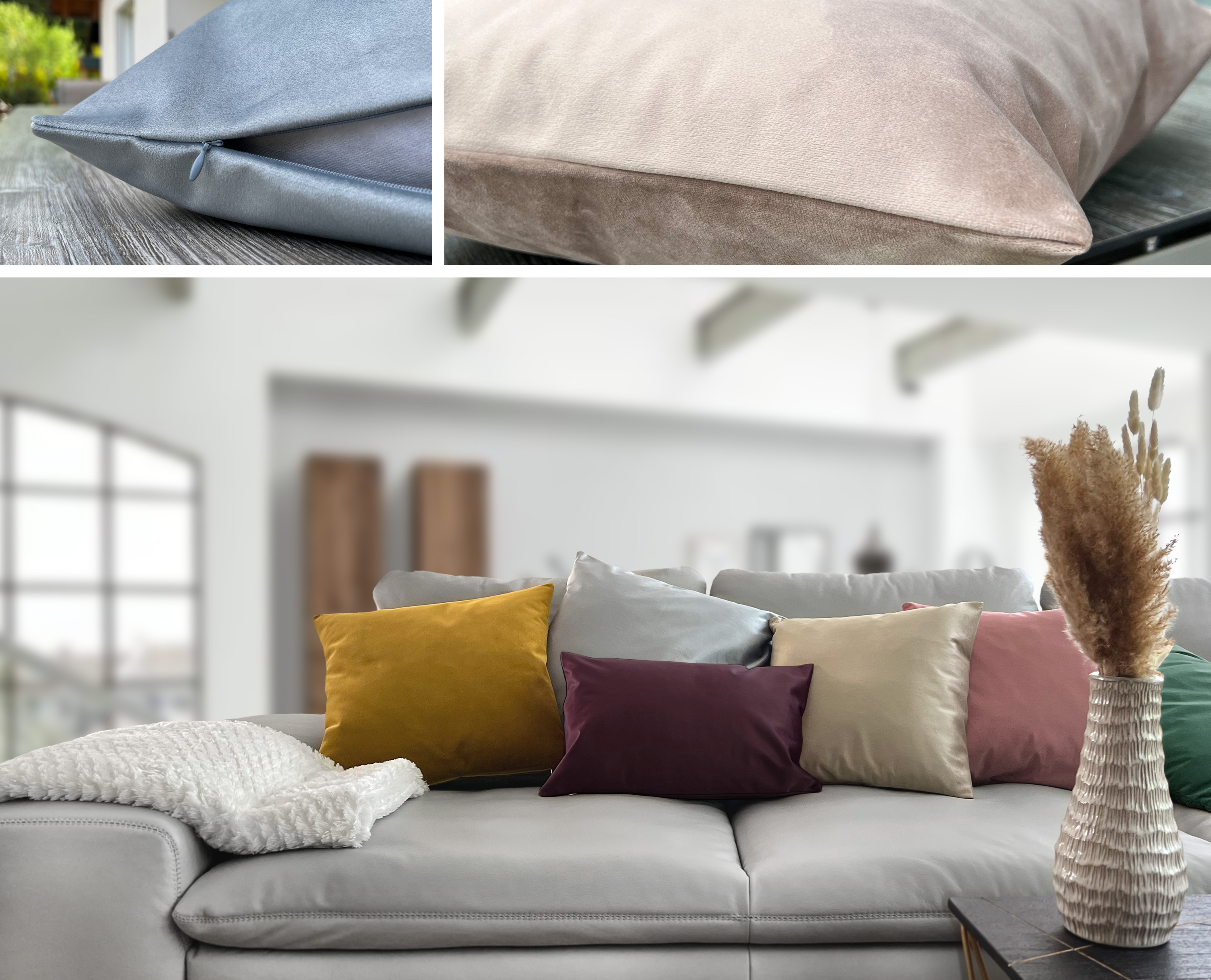Beautex Samt Premium Kissenhüllen 2er Set, Kissenbezug Sofa- und Dekokissen