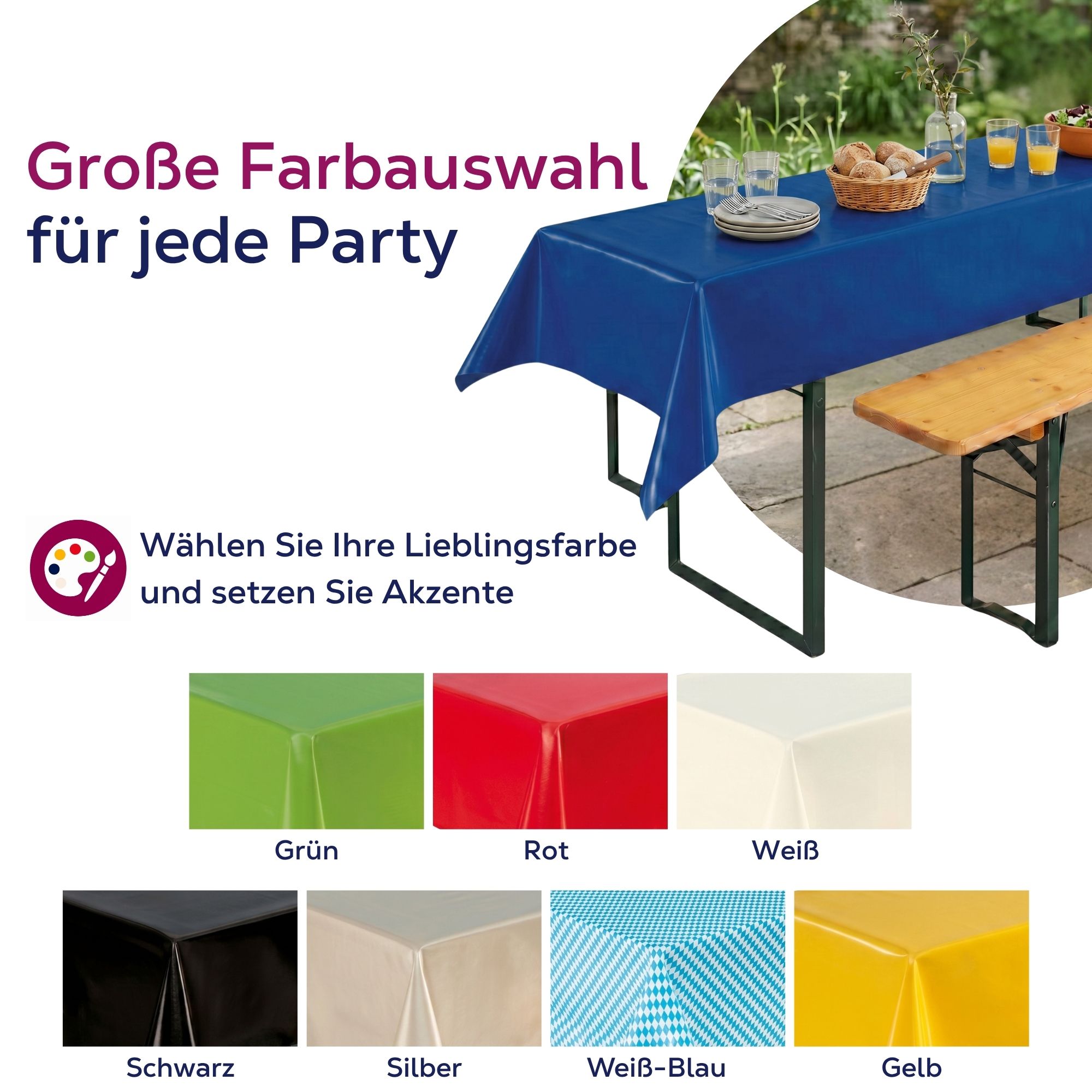 Beautex Party Tischdecke abwaschbar 100x250, für Biertisch geeignet