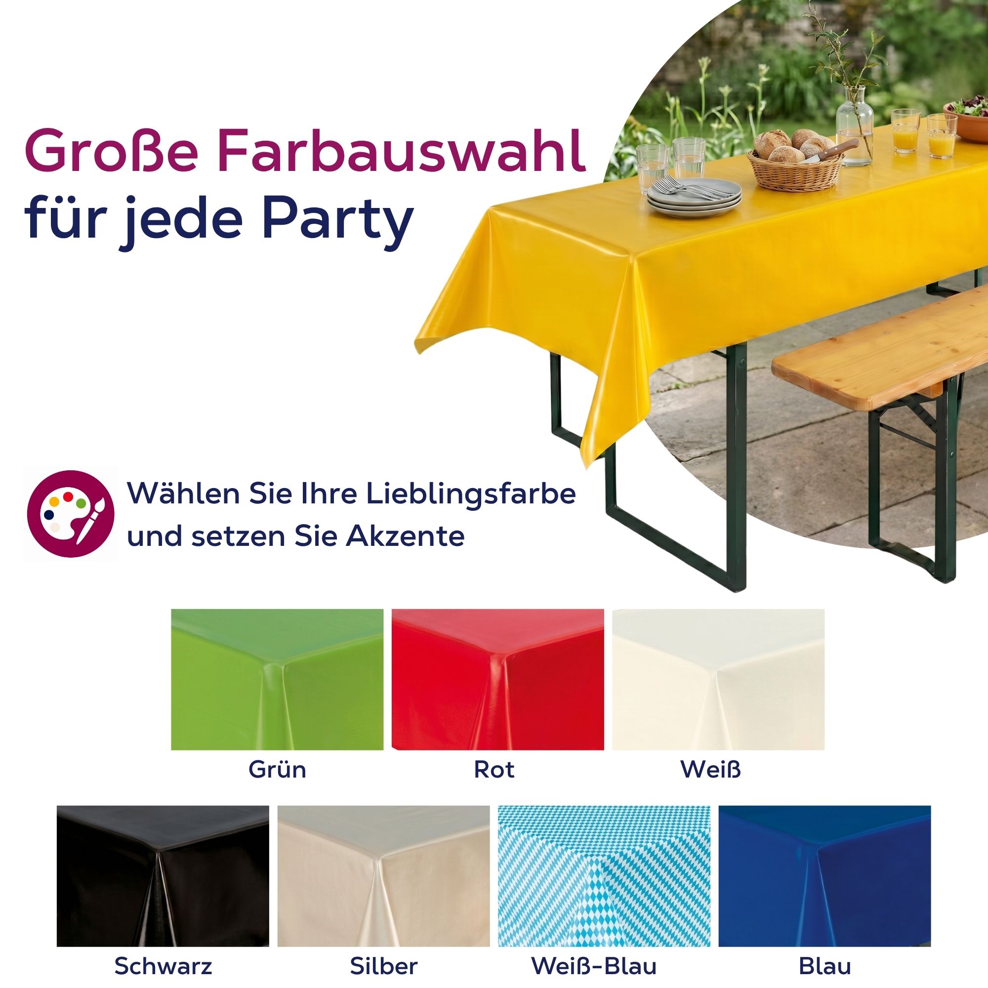 Beautex Party Tischdecke abwaschbar 100x250, für Biertisch geeignet | Beautex