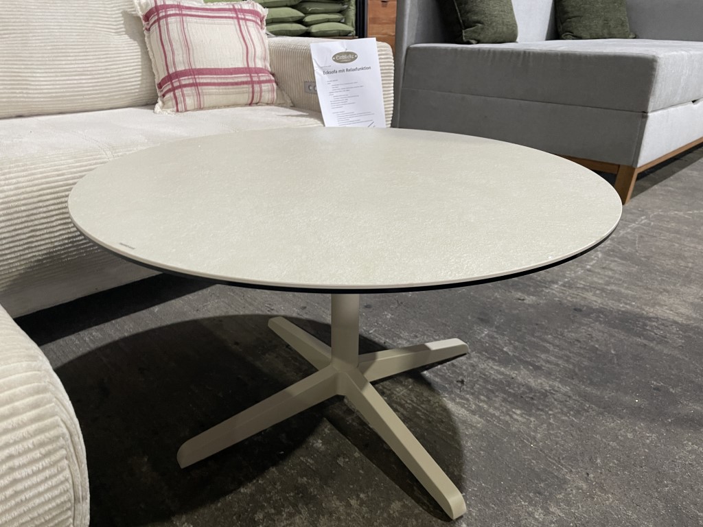 Couchtisch rund creme Ø 80 cm Keramik Eisen Beistelltisch