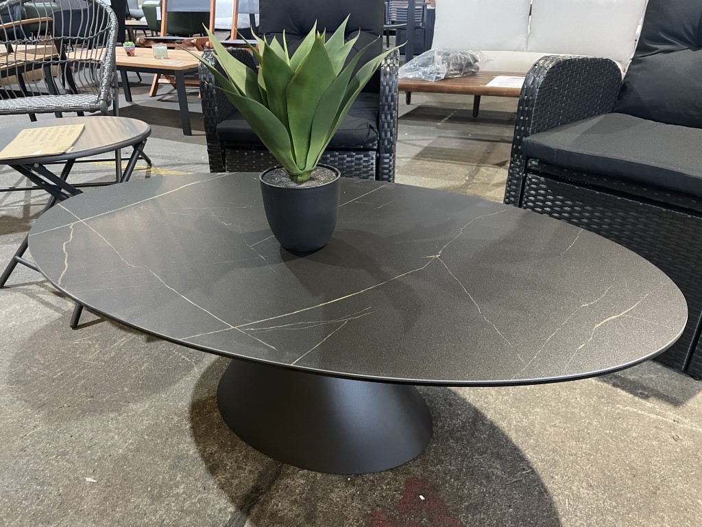 Couchtisch Lomoco schwarz oval Porzellan Beistelltisch 120cm