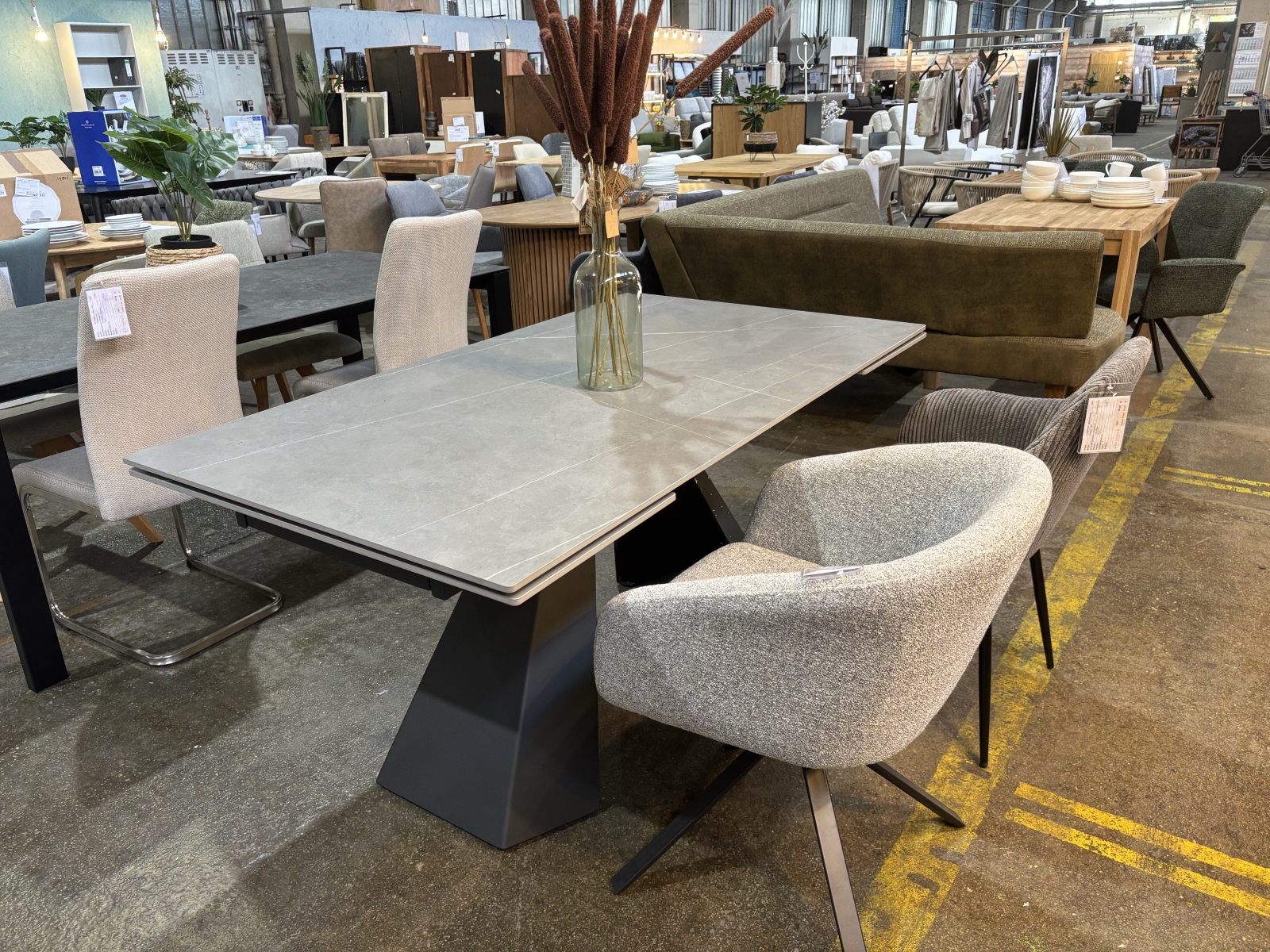 Esstisch ausziehbar 160-240 x 90cm Keramik grau schwarz