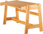 Livipur Livipur Emilia Schreibtisch _2743 Der Livipur Emilia Schreibtisch von Livipur zeichnet sich durch sein Holzdesign mit schräger Platte höhenverstellbaren Seitenteilen und stabilen Querstreben aus hier im Innenbereich auf einem grauen Fliesenboden.