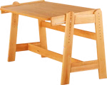 Livipur Livipur Emilia Schreibtisch _2745 Der Livipur Emilia Schreibtisch von Livipur ist ein Holztisch mit höhenverstellbaren Beinen einer flachen rechteckigen Fläche zwei Seitenstützen und horizontalen Streben der auf einem hellgrauen Boden steht.