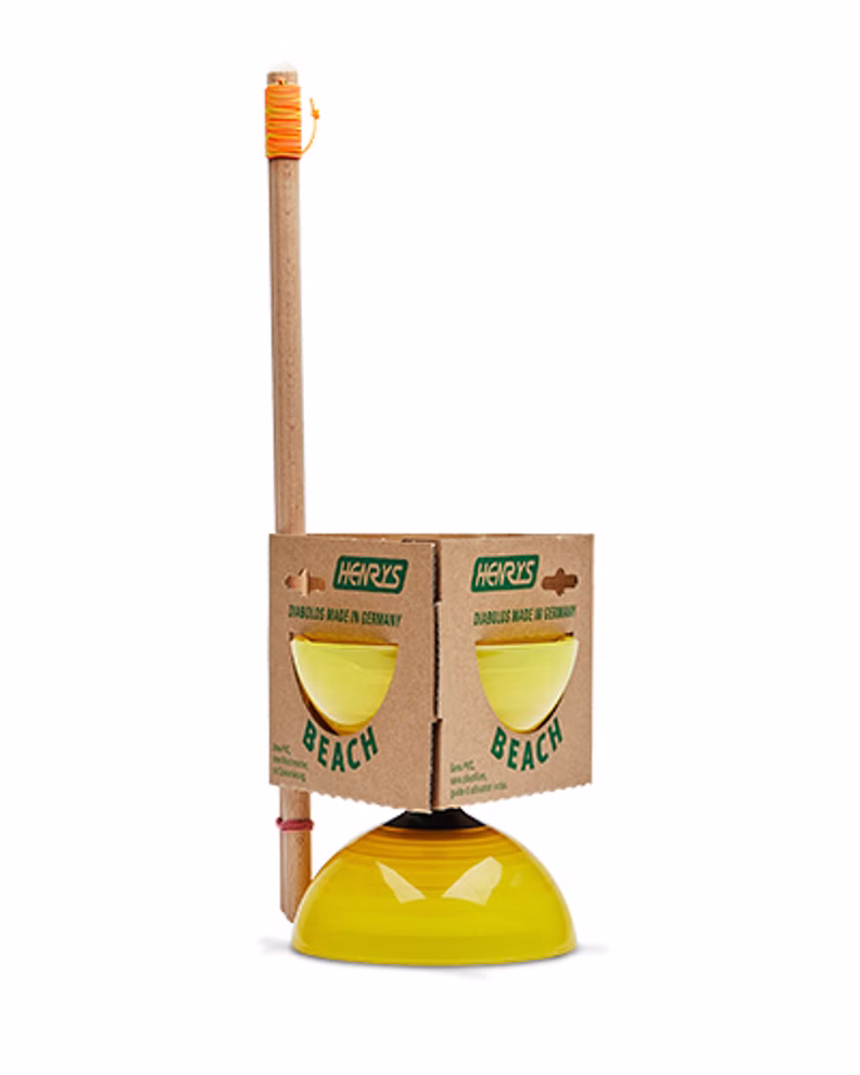 Diabolo Beach Set (avec baguettes en bois) en cinq couleurs jaune Diabolo Beach Set (avec baguettes en bois) en cinq couleurs jaune