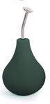Geda Garden Gießbrause 250 ml Handbrause_3909 Eine dunkelgrüne birnenförmige Geda Garden Gießbrause 250 ml mit einer oben angebrachten gebogenen Metalltülle dargestellt auf weißem Hintergrund.