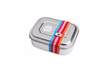 Boîte à pain carrée en acier inoxydable Rayures multicolores/rouge