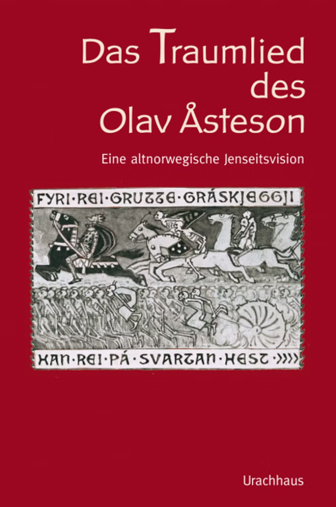 Urachhaus Das Traumlied von Olav Åsteson Vollständige zweisprachige Ausgabe inkl. CD_8351 Buch mit rotem Einband "Das Traumlied von Olav Åsteson" (Urachhaus) vollständige zweisprachige Ausgabe mit CD. Mit gelbem Titel Reitern im mittelalterlichen Stil Runen und einer altnordischen Vision vom Leben nach dem Tod.