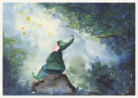 Folding Card Dwarf and Stars
