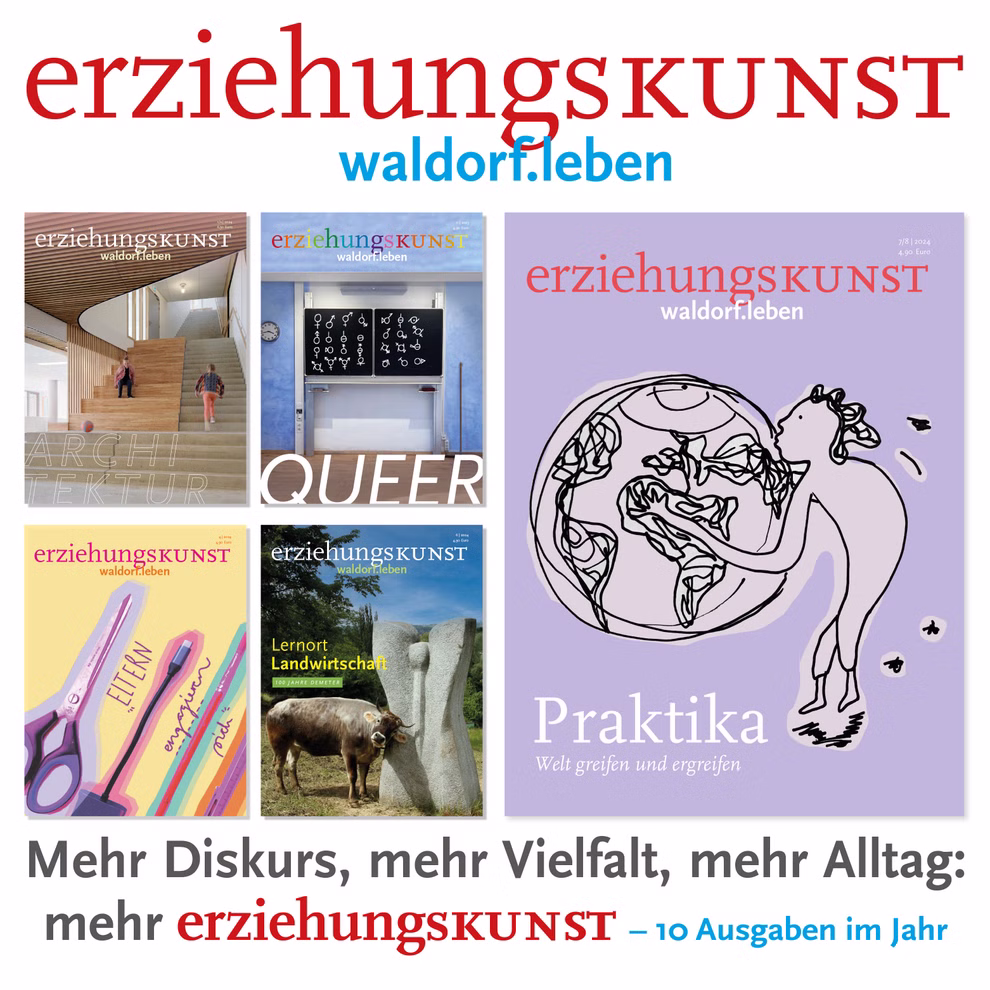 Freies Geistesleben erziehungsKUNST (Jahresabo) Waldorf leben_29095 Deutschland Eine Collage aus Plakaten der erziehungsKUNST (Jahresabo) Waldorf leben von Freies Geistesleben. Deutschland