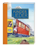 Carus Verlag Kinderlieder. Liederbuch inkl. Mitsing-CD _13831 Das Cover von Kinderlieder. Liederbuch inkl.. Mitsing-CD des Carus Verlags zeigt zwei Kinder die sich aus bunten Waggons lehnen mit grünem Gras einem Maulwurf im Vordergrund und einem blauen Himmel mit Wolken darüber.