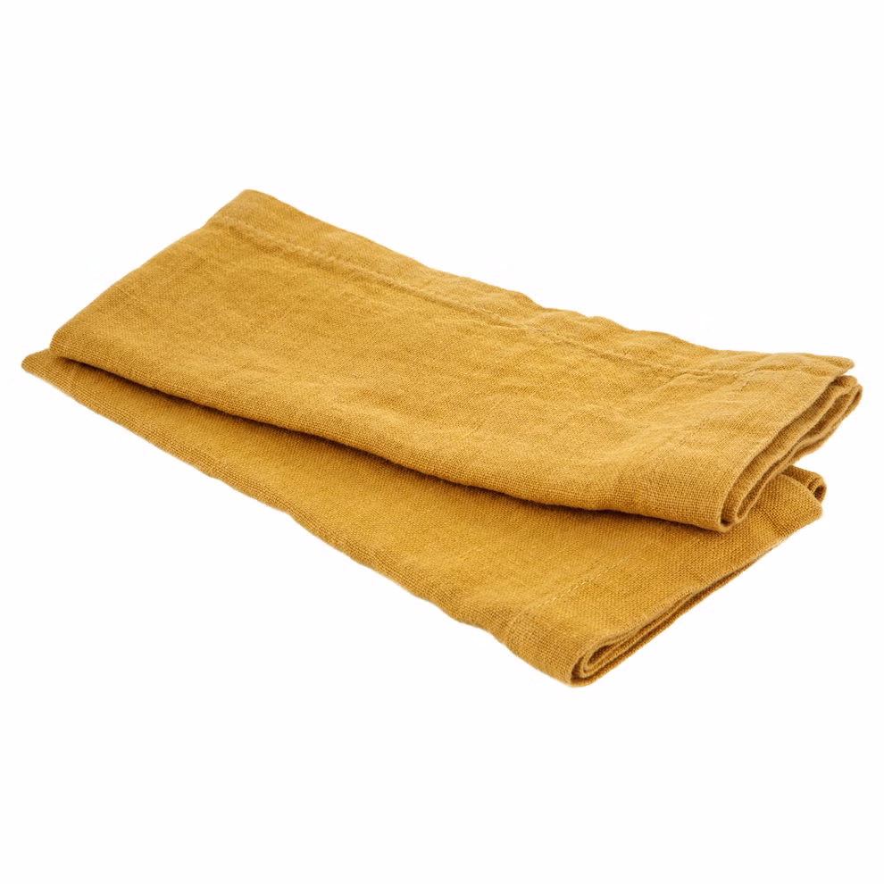 Serviettes de table en lin moutarde Serviettes de table en lin moutarde