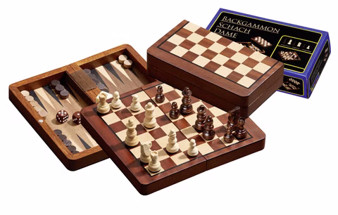 Juego de viaje de ajedrez backgammon damas