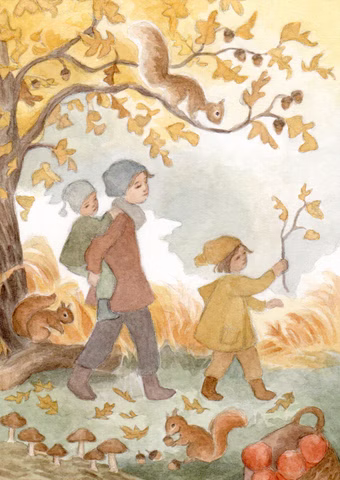Ansichtkaart herfstwandeling