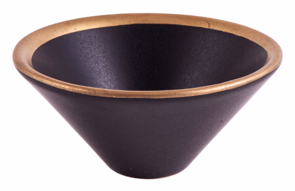 Keramische wierookschaal zwart/goud Keramische wierookschaal zwart/goud