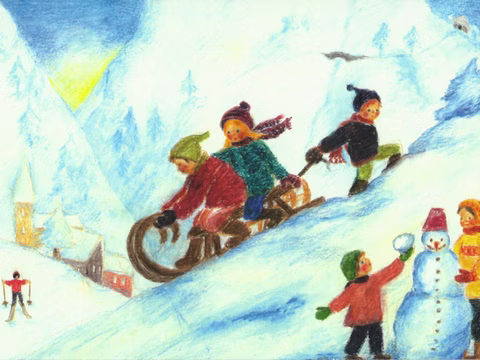 Carte postale Descente en luge