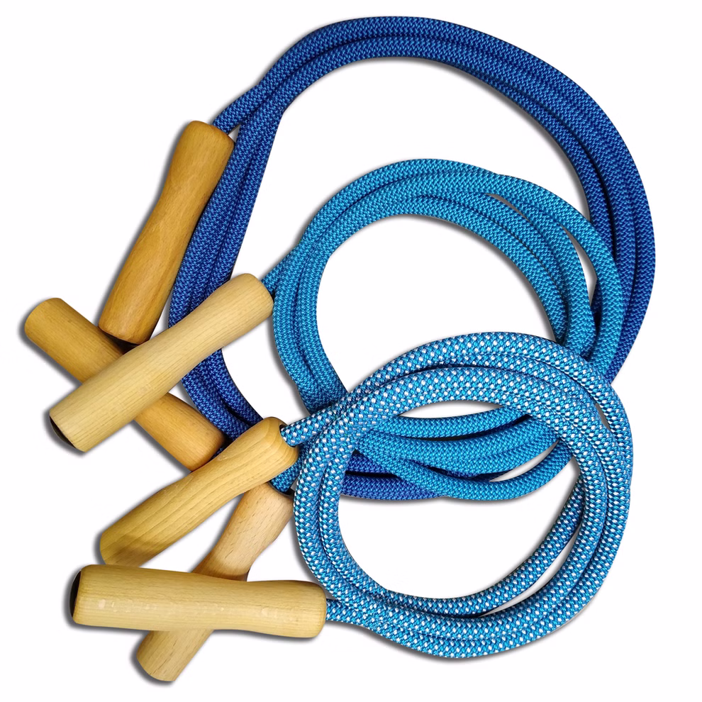 Cuerda de saltar con asas de madera de haya Tonos azules 310 cm Cuerda de saltar con asas de madera de haya Tonos azules 310 cm