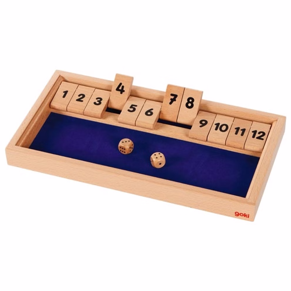 Goki Shut the Box Würfelspiel_18164 Das Goki Shut the Box Würfelspiel ist ein Würfelspiel aus Holz.