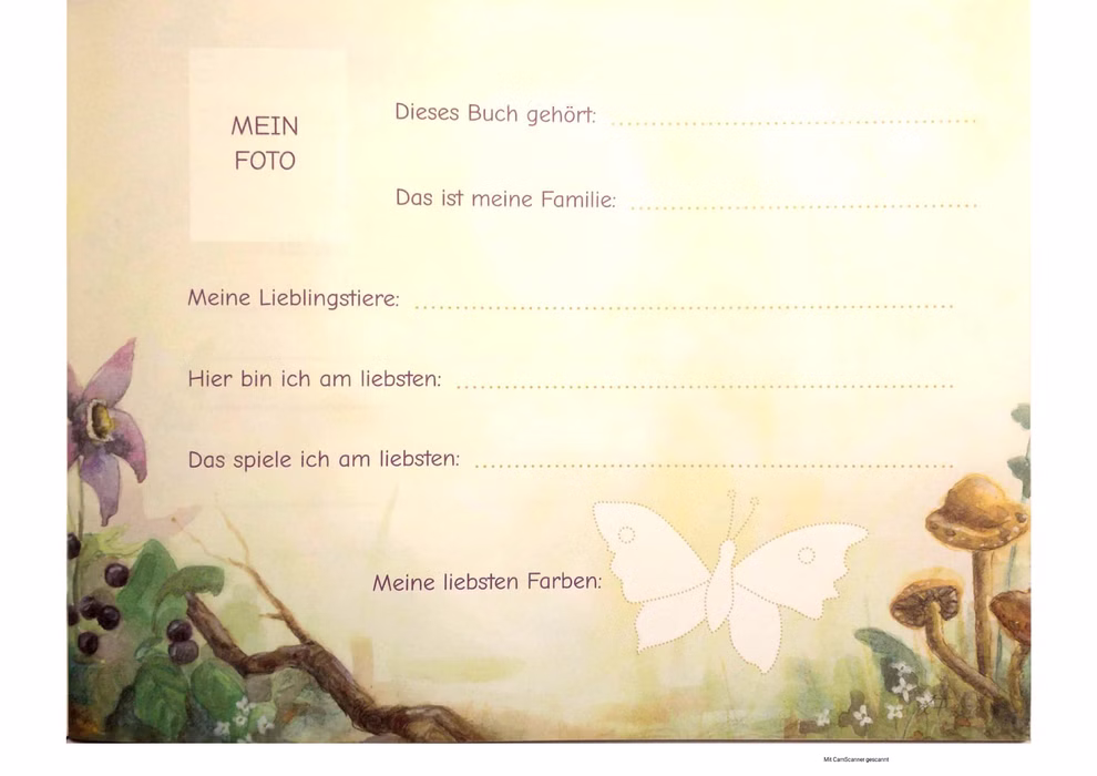 Lena Fischer Freundebuch - Meine Kindergartenfreunde In Feld und Wald_18724 Freundebuch - Meine Kindergartenfreunde In Feld und Wald von Lena Fischer ist ein pastellfarbenes deutsches Erinnerungsbuch mit Platz für ein Foto Favoriten Familie und mehr wunderschön illustriert mit Blumen Pflanzen und Schmetterlingen.